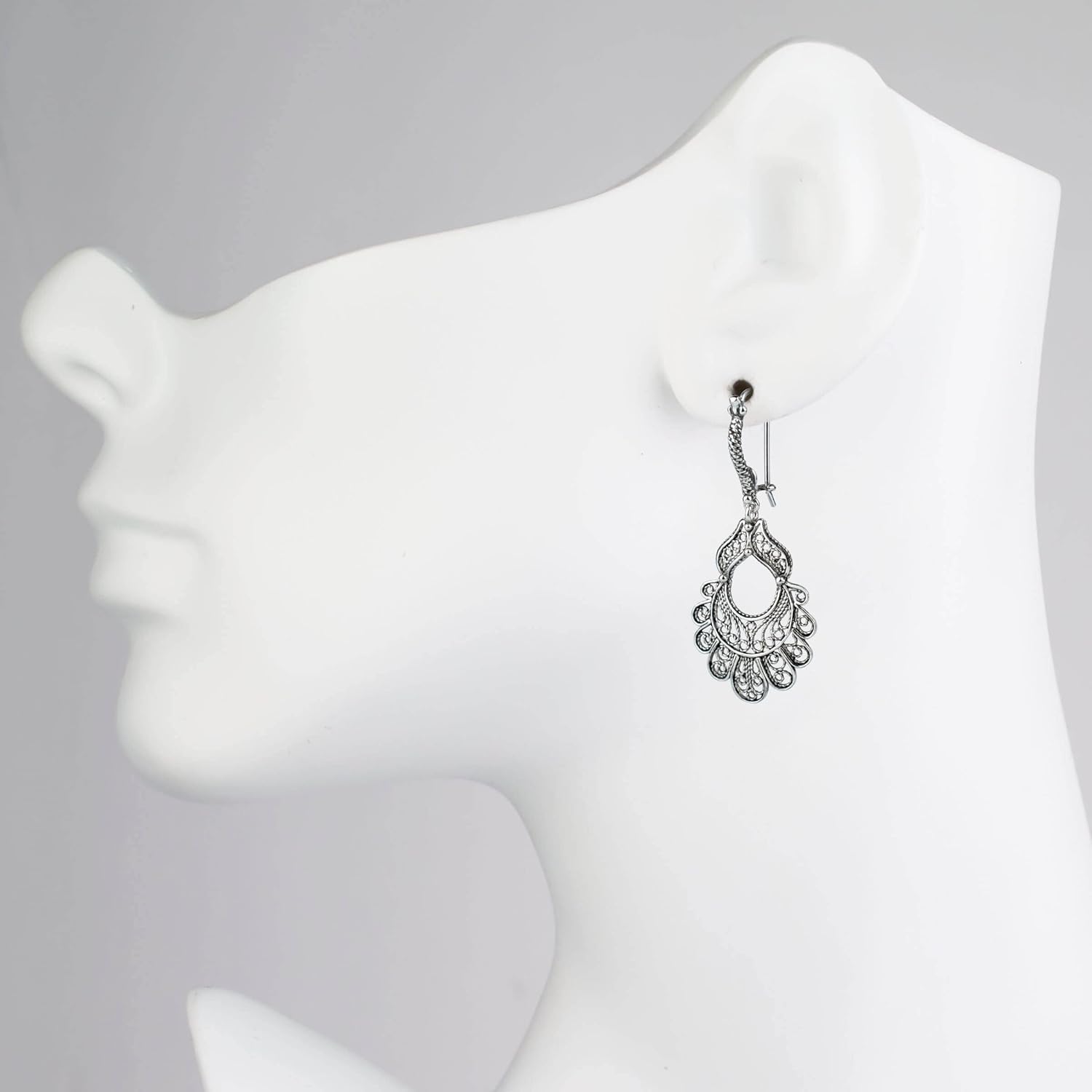 FILIGRANIST Sterling Silver Handcrafted Filigree Art Dangle Drop Women Earrings Collection