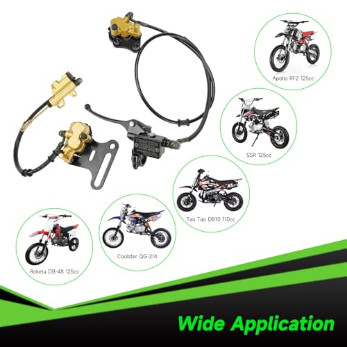 Image of Pit Bike Front Brake & 12mm Rear Hydraulic Disc Brake Caliper Assembly Compatible with Apollo SSR 125cc 110cc Tao Tao Coolster Roketa X-pro 4-Stroke 50cc 70cc 90cc Chinese Dirt Bike Parts
