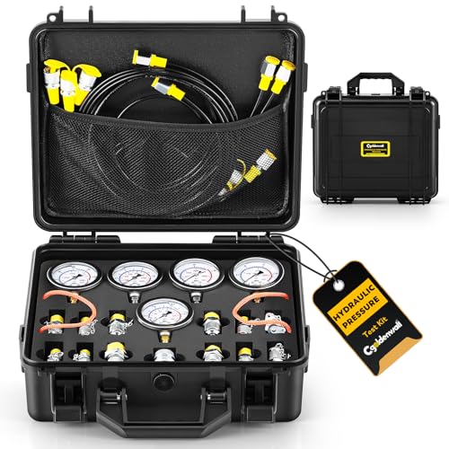 Kit de test de pression hydraulique avec 5 manomètres de précision et connecteurs en T en acier