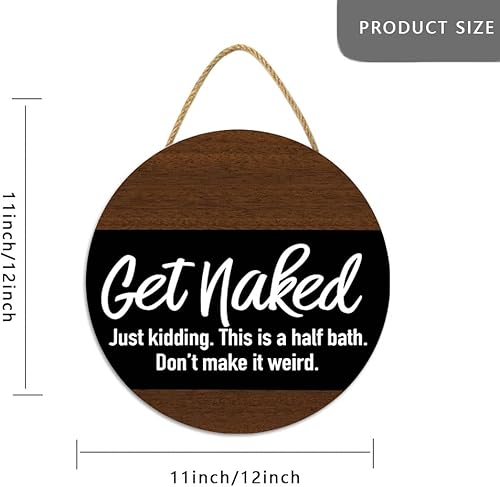 Miniatura 2 de Letrero con texto en inglés «Get Naked», letreros y accesorios rústicos de granja, impresión decorativa para baño con citas, divertidas reglas para