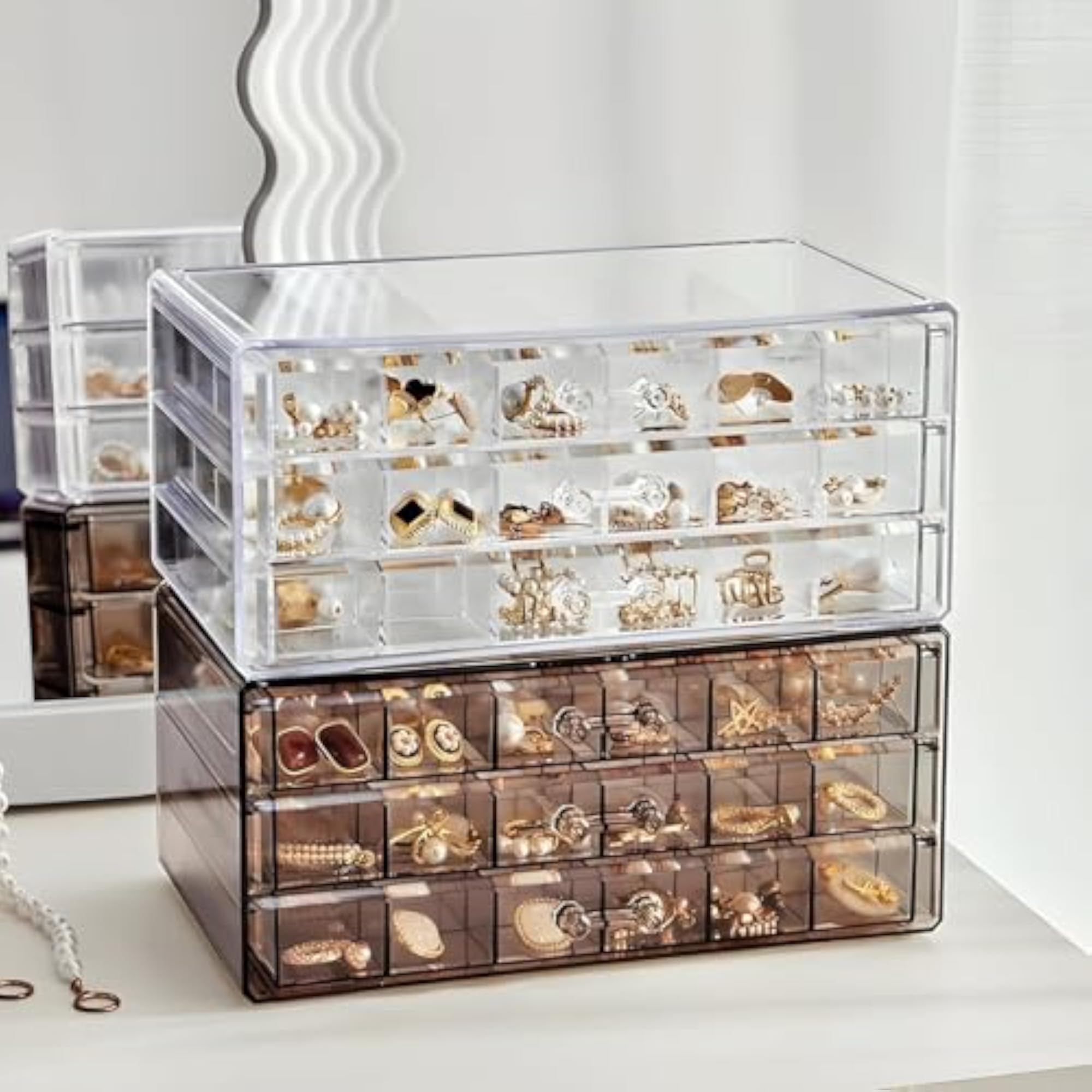 Clear Acrylic Jewellery Box Organizer with Drawers