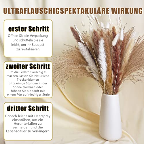 Gedroogde Pampasdecoratie en Bloemen, Natuurlijk, 60 Stukken, Doe-Het-Zelf, Boeket, Ideaal voor Boho, Woonkamer, Bruiloft en Slaapkamer (LZGSGO-0104) - Afbeelding 5