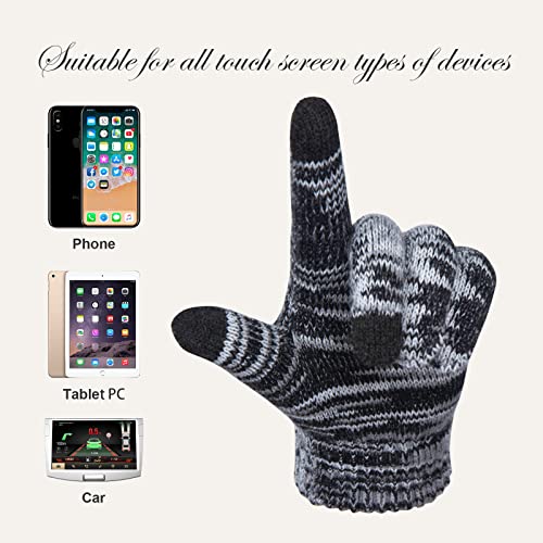 Missshorthair Women's Beanie Hat 3 In 1 Warm Long Scarf Touchscreen Glove Set Of 3 Winter Thick Chunky Knitted Pom Pom Cap（Black） #TOP5