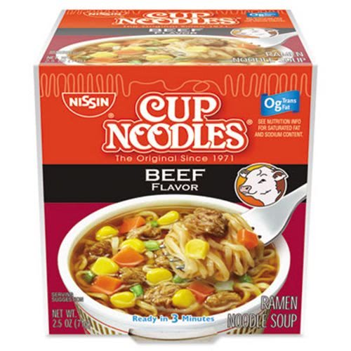 Nissin Cup Noodles, Beef, 2.5 Oz Cup, 24/Carton