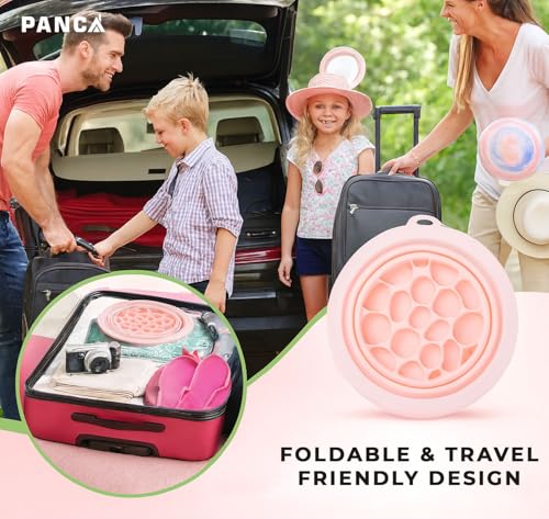 Image of PANCA Foldable Silicone Face Bowl with Built-in Ice Tray | Portable Ice Facial Bowl for Home Ice Baths & Skin Therapy (Pink)