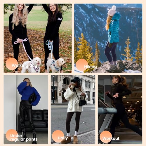 QGGQDD Fleece Lined Leggings Women - Soft Tummy Control High Waisted Winter Thermal Warm Yoga Pants for Workout Hiking4