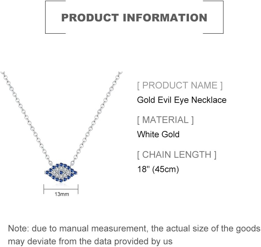14K Gold Moissanite Evil Eye Pendant Necklace for Women,Dainty Sapphire Devil's Eye Protection Charm Necklace,Lucky Jewelry Gift for Her