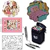 Conjunto 24 Canetinhas + 1 Livro De Colorir Capa Dura Com 50 Folhas – Kit Criativo para Colorir e Desenhar