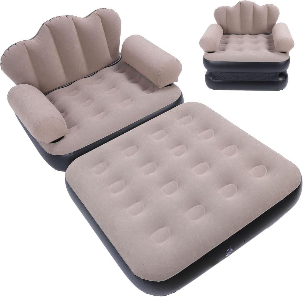 Compatable with Inflatable Couch - Double Layer 5 in 1 Inflatable Sofa Bed with Armrest - Inflatable Sofa Multifunctional Five in One Inflatable Bed Convenient Foldable Lounge Chair-image-1