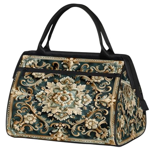 Overnight Weekender Bag for Women Men Vintage Carpet Texture Waterproof Carry On Travel Duffel Bags with Zipper Lightweight Sports Gym Bag Luggage Workout Handle Bags for Traveling Yoga Camping