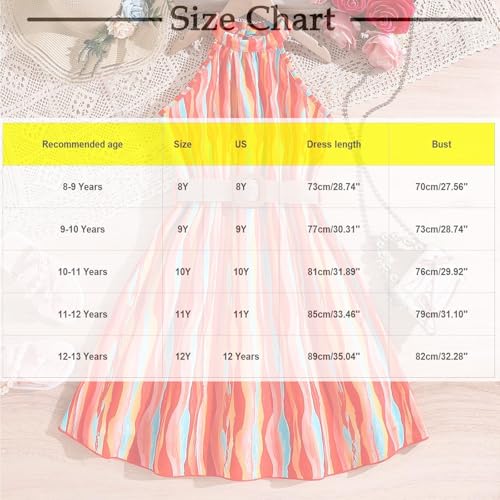 Girls Halter Sleeveless Summer Dress Trendy Casual Printed A-Line Elegant Daily Dresses for 8-13 Years3
