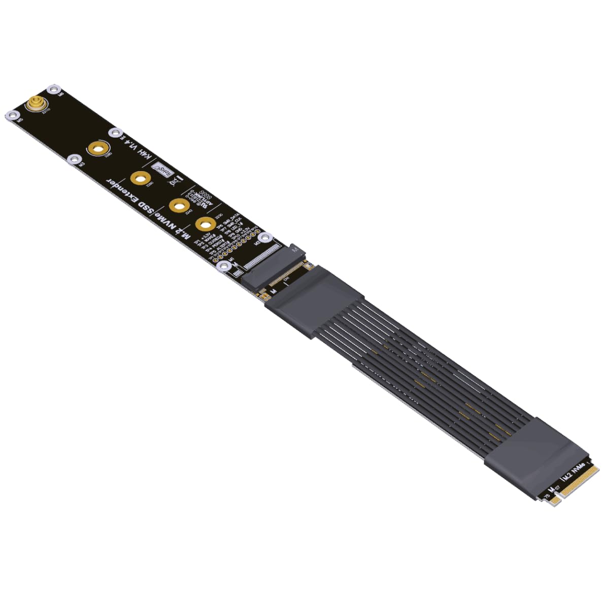 ADT-Link NGFF M-Key NVME Male to Female Extension PCI Express Cable Gen 5.0 for Mainboard SSD 2230/2242/2260/2280 (K44SF-BK(Gen5), 15cm)