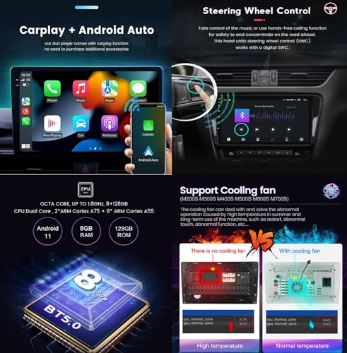 Autoradio Android 12 doté d'un écran tactile IPS 9 pouces et traitement audio DSP - 6