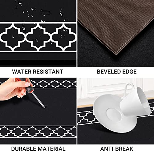 LuxStep Kitchen Mat Set of 2 Anti Fatigue Mat, Non Slip Kitchen Rugs and Mats Waterproof Memory Foam Kitchen Rug, Standing Desk Mat Floor Mats for House,Sink,Office,Kitchen (Black)