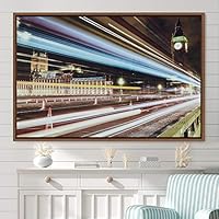 Framed Canvas Wall Art Light Exposure Colorful Industrial Lights Multicolor Neon Photography Places Portrait Realism - 16x24 inches