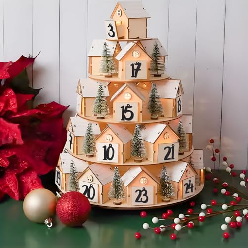 MEJOSER 1-24 Adventskalender Zahlen aus Holz Schwarz Anhänger 4cm 24 Stck. Nummern Adventskalender 2025 Selber Basteln Befüllen Adventskalenderzahlen Weihnachtsdeko