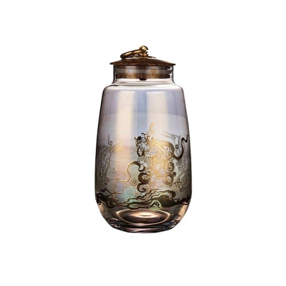 bote de té Recipiente for té de hojas sueltas, tarro de almacenamiento for el hogar, tarro vacío de vidrio, tapa de madera, tarro sellado for almacenamiento de té
