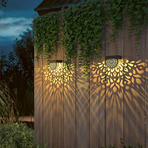 Ekq Solar Fence Lights 6 Pack Solar Deck Lights Outdoor Waterproof Led Solar Powered Step Lights Wall Lights Outdoor Decorations Warm Yellow Light Decorative Lighting For Garden, Front Door, Backyard #TOP1