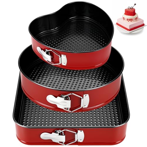 Reallnaive 3 Piece Springform Cake Pan Set 8/9/10 Inch Square