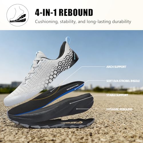 Image of Men's Wide Trail Running Shoes Comfortable Cushioned Hiking Walking Shoes with Arch Support Stability Non Slip Workout Cross Training Sneakers