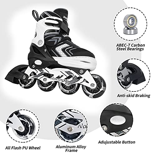 Nattork Adjustable Inline Skates for Kids,Boys Girls Roller Skates with Light up Wheels - Thumbnail 4
