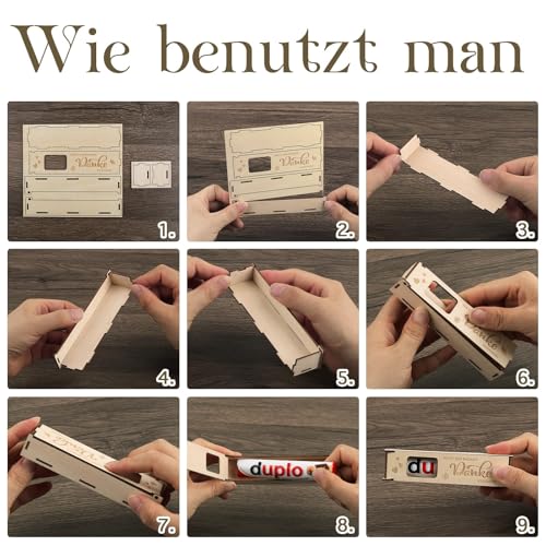 BOFUNX Du hast ein dickes Danke verdient - Holz Geschenkbox für Schokolade Verpackung Danke Geschenke Danke Geschenkbox Geschenkideen für Mama Papa Lehrer Erzieherin Kita Kollegen Freund