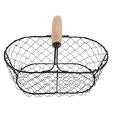 Facile à transporter : grâce à sa poignée en bois, ce panier à œufs se transporte aisément et peut servir à la fois de panier à œufs portable, de panier de jardin en fil de fer pour la chasse ou la collecte des œufs, de boîte de rangement pour produits cosmétiques ou de panier à œufs de poule