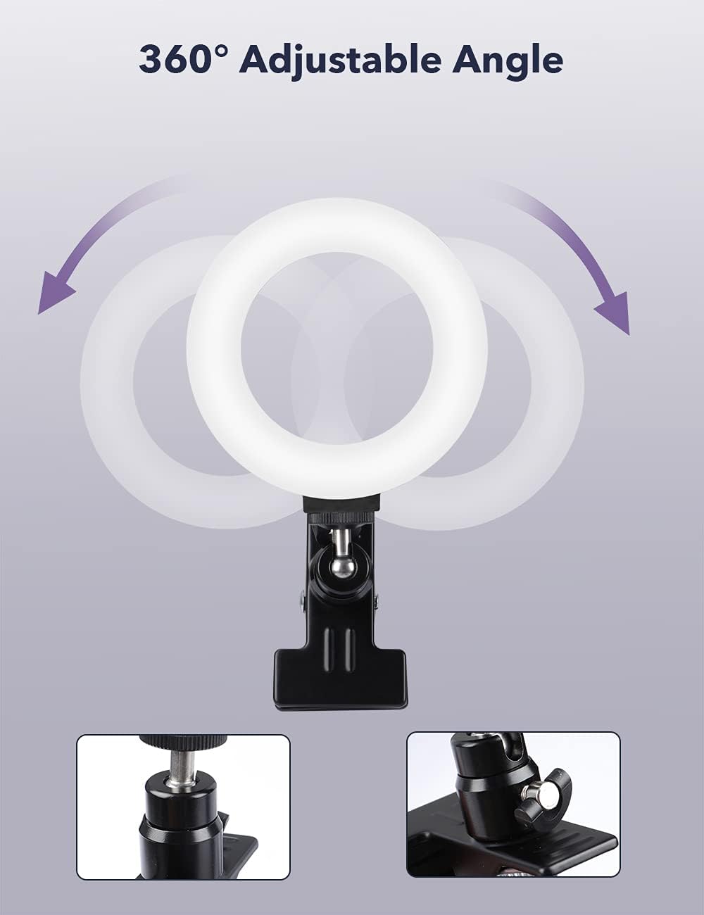 Video Conference Lighting, Ring Light for Computer Monitor Clip on, Video, Zoom, Webcam Light, Distance Learning, Self Broadcasting, Live Streaming