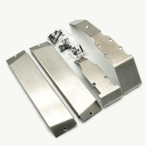 Placa de deslizamiento de acero inoxidable Armadura de chasis delantero medio protector trasero - Juego de 4 piezas para Traxxas 110 E-Revo Summit