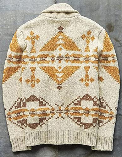 Men's Fashion Thick Tribal Ethnic Print Sweater Button Down Long Sleeve Oversized Jacquard Knitted Cardigan3