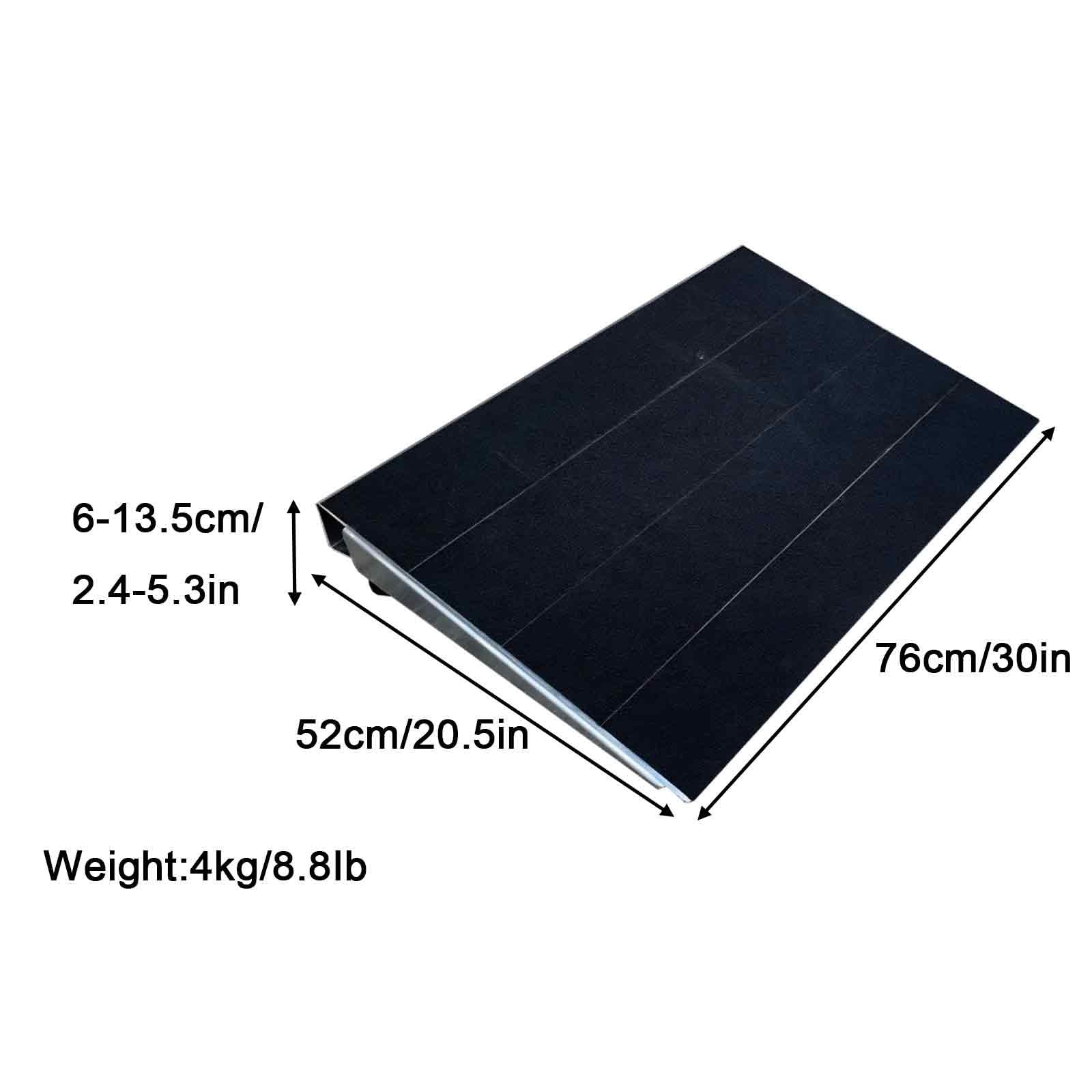 Rampa Progowa 76 cm, Antypoślizgowa, Aluminiowa, Przenośna Rampa dla Wózków Inwalidzkich, Regulowana Wysokość 6-13,5 cm, Nakładka na Rampę o Udźwigu 300 Kg