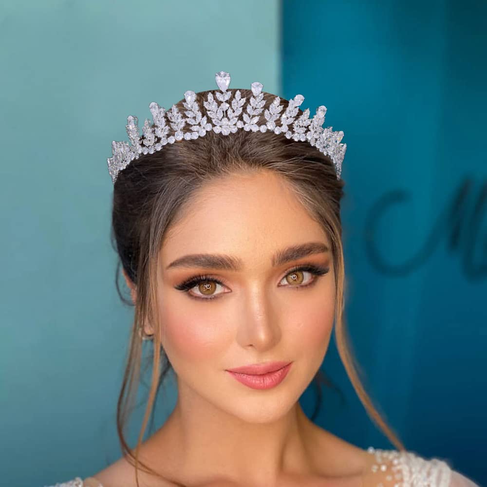 CZ srebrna ślubna tiary i korony dla kobiet, opaska na głowę, elegancka studniówka, słodka ozdoba na 16 urodzin, ozdoba na głowę, księżniczka z kryształową cyrkonią, akcesoria do włosów