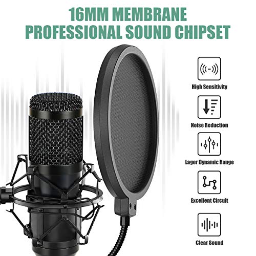 USB Microfoon Kit Condensator PC Cardioid Mic 192KHZ/24Bit,Sucastle Professionele Studio Podcast Microfoon Plug en Play met Verstelbare Microfoon Stand Suspension Schaar Boom Arm Shock - Image 5