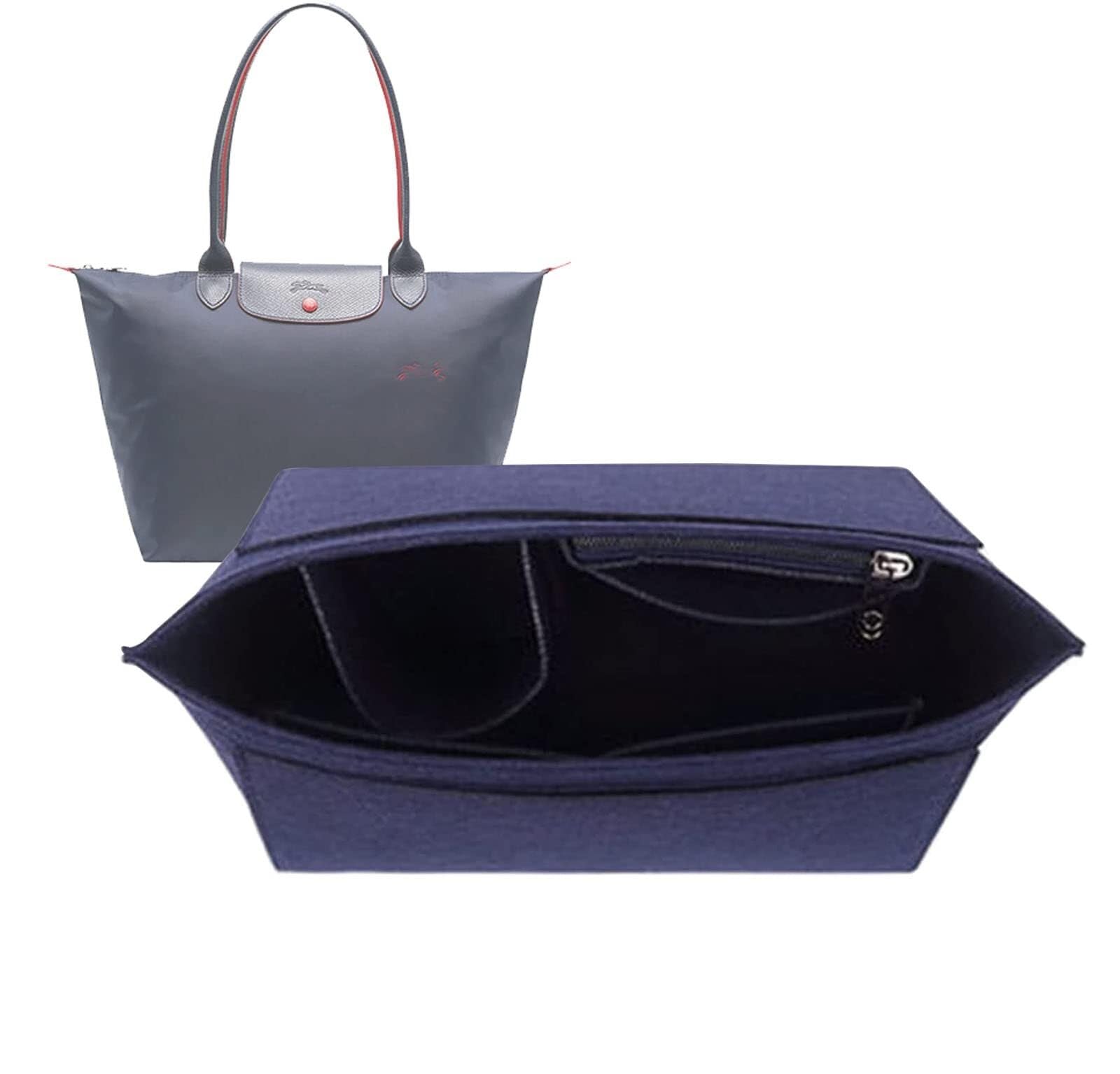 Barley Direct Purse Organizer Insert For Longchamp Le Pliage Large Tote Organizer Insert Felt(Navy Blue,Medium)