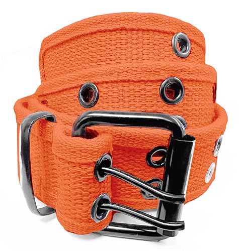 Belle Donne Unisex Double Grommet Belt, Canvas Belts for Men and Women, Double Prong Durable Eyelet Belt