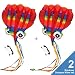 2PCS Large Rainbow Octopus outdoor kite for kids and Adults ,Large Easy Flyer Kite-software octopus,48 Inches Wide with Long Tail 217 Inches Long-Perfect for Beach or Park with Handle & String