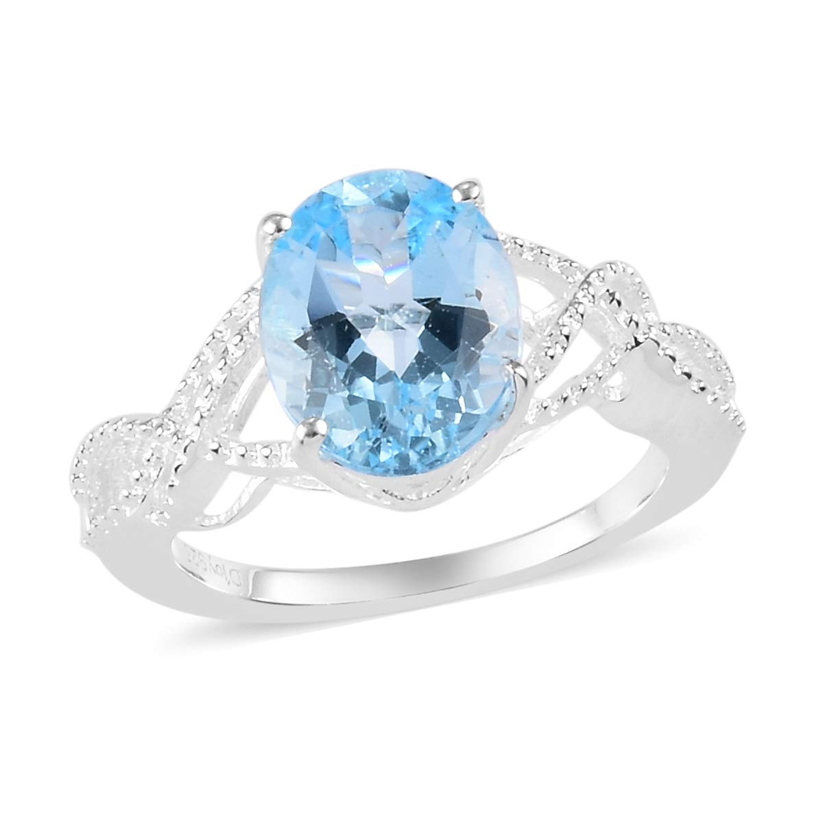 Shop LC 925 Sterling Silver Blue Topaz November Birthstone Ring for Women Promise Jewelry Beautiful Wedding Gifts for Her Birthday Gifts