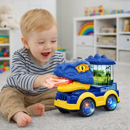 Image of Dinosaur Spray Toy Truck for Kids | Water Mist Spray, Flashing Lights & Moving Parts | Electric Musical Toy Car with 360 Rotation | Battery Operated Toy for Boys & Girls (2+ Years)