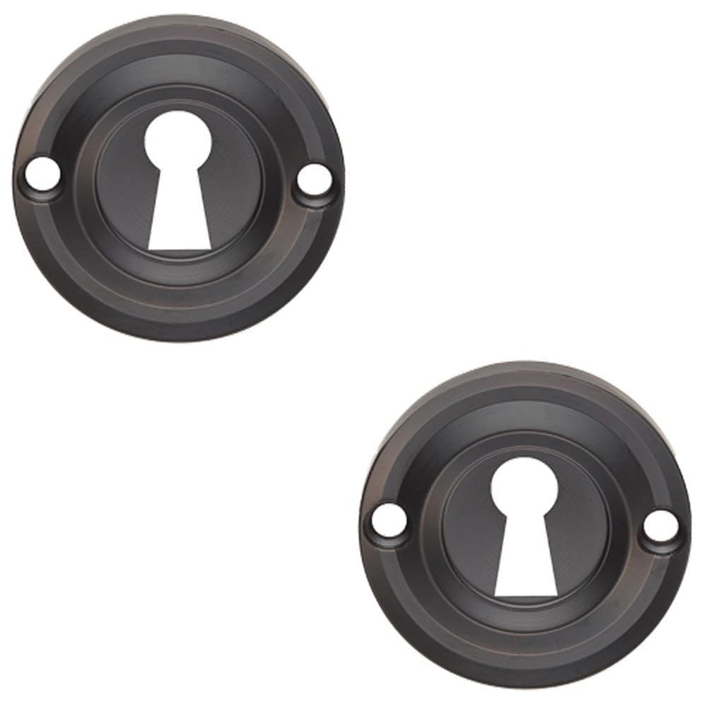Loops 2 PackRound Standard Lock Profile EscutcheonMatt Black42mm Door Key Plate from B&Q