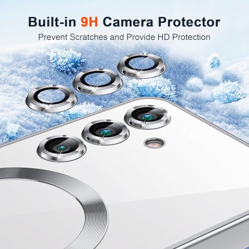 Image of VONZEE Clear Logo Electroplating Transparent Case for Samsung S25 FE 5G, Magnetic Plating [Support for MagSafe Charger] Electroplate TPU Cover, Individual Camera Protection for Each Lens - Grey