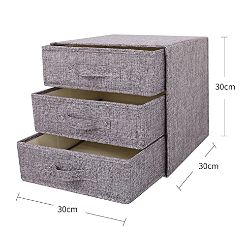 YINGGG Stoff Schubladenschrank Tower Organizer Aufbewahrungsbox für Kleidung, BHs, Unterwäsche, Socken, Krawatten, Schals, Dunkelgrau, 3 Große Schubladen