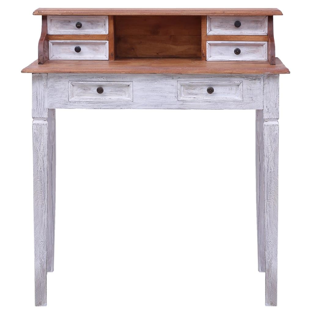 Scrivania con cassetti in legno massiccio anticato, 90 x 50 x 101 cm, segretario per ufficio, casa, studio e gioco, con spazio e ripiano