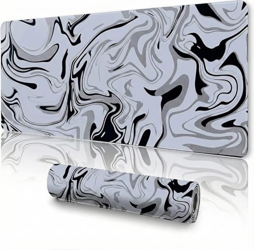 Image of Saco XXL Gaming Mouse Pad for PC - Large Desk Mat 900x400x3mm, Extended Non-Slip Rubber Base, Waterproof Surface, Marble Design, Big Keyboard Mouse Pad for Office & Home Setups