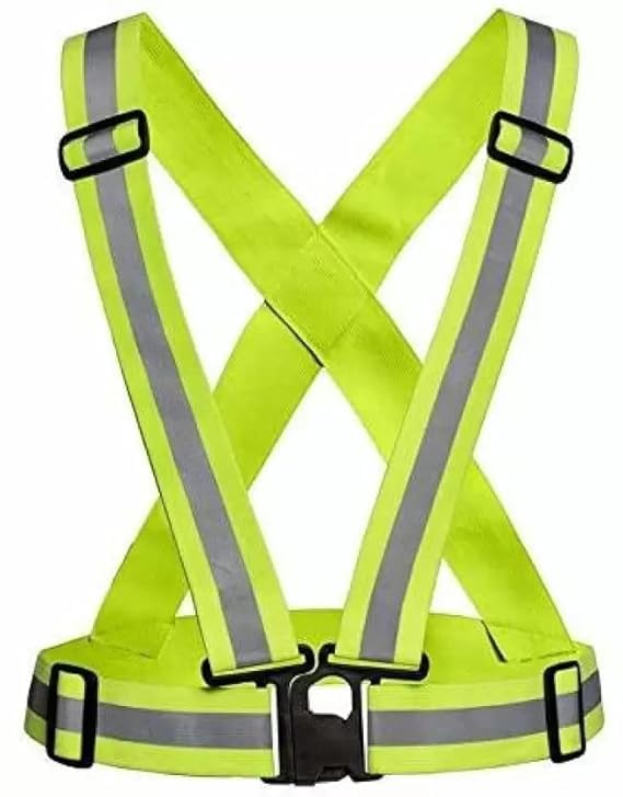 DELTECH SAFETY High Visibility Protective Safety Reflective Vest Belt Jacket, Night Cycling Reflector Strips Cross Belt Stripes Adjustable Vest (Green) (B0DG2LD4G5) Amazon Price History, Amazon Price Tracker