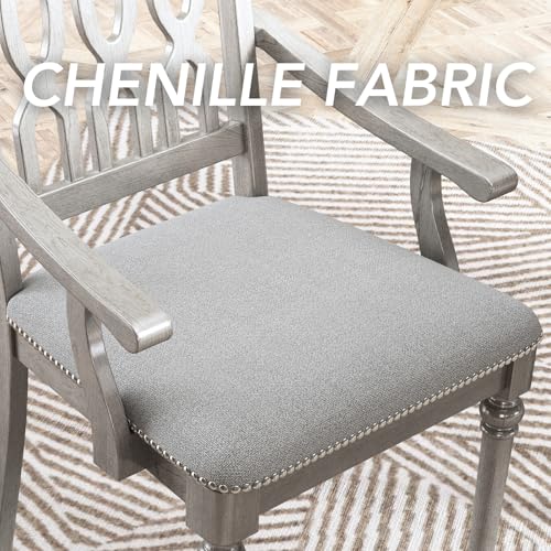chairus-Farmhouse-Dining-Chairs-Set-of-2-Upholstered-Kitchen-Armchairs-with-Lattice-Carved-Back-Rustic-Chenille-Padded-Wooden-Side-Chairs-for-Dining-Room-Living-Room-Restaurant-Grey chairus Farmhouse Dining Chairs Set of 2 Upholstered Kitchen Armchairs with Lattice Carved Back Rustic Chenille Padded Wooden Side Chairs for Dining Room Living Room Restaurant Grey