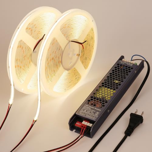 BENLUN 24V COB LED Strip Light 65.6ft (2 Rolls of 32.8ft) Kit, 4000K Natural White Cuttable 11W/M...