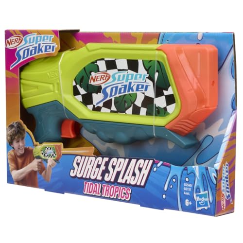 Image of Nerf Super Soaker Surge Splash Tidal Tropics Water Toy| Trigger Pull | 605 ml Capacity Tank | Pichkari for Outdoor Water Games | Branded Toy Pichkari for Holi Festival | Outdoor Toys | Kids Ages 6+