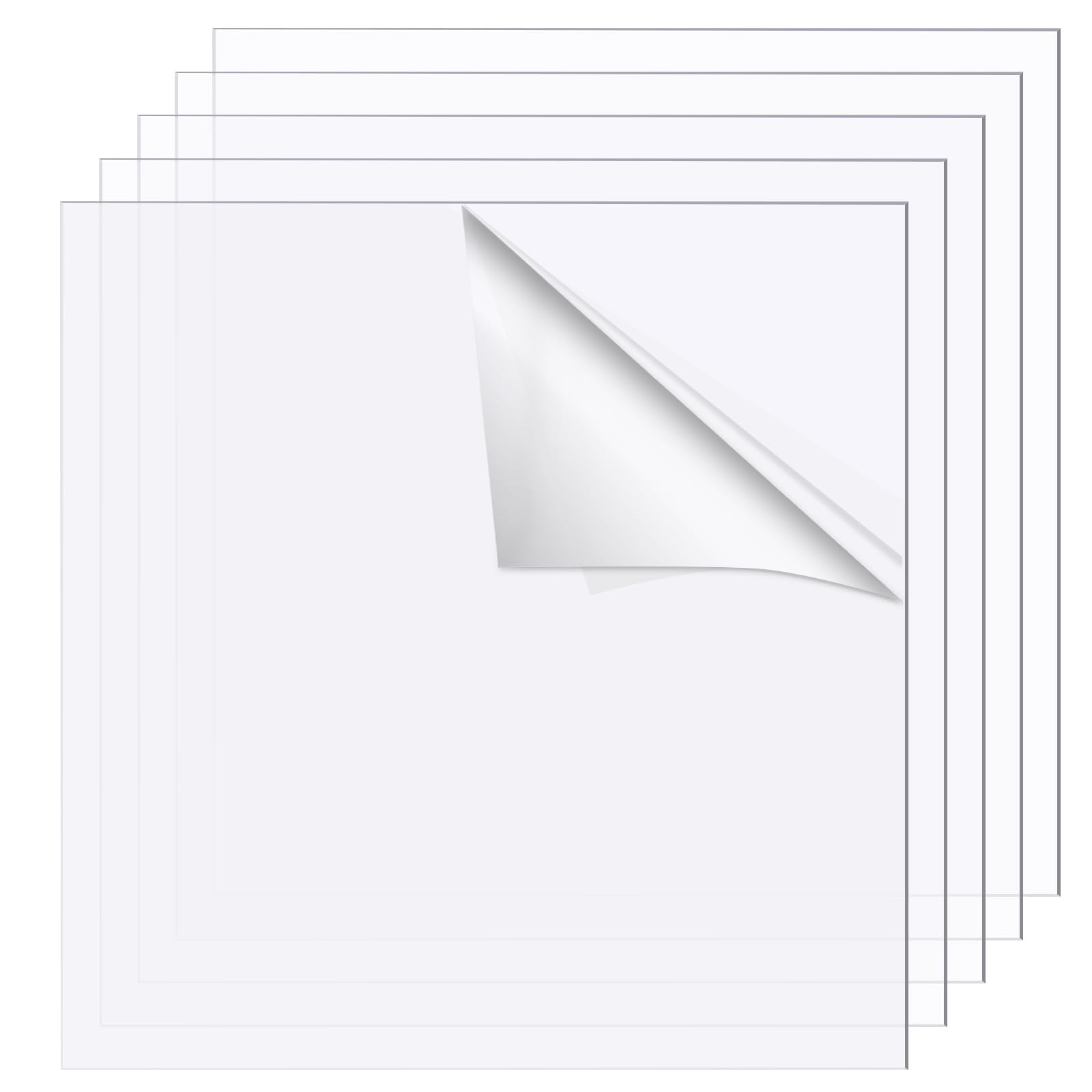 Clear Acrylic Sheet 4-Pack | 8" X 8" X 1/8" (3mm) Thick Plexiglass Panels With Protective Film For DIY, Signs, Crafts