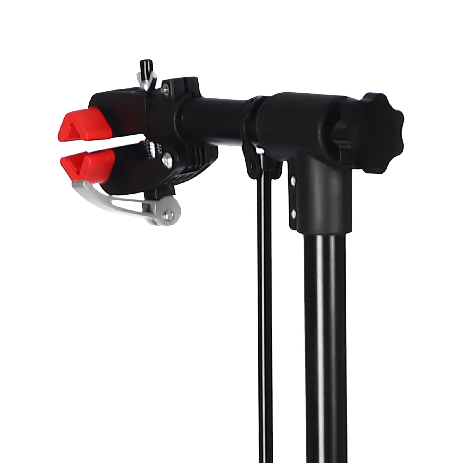 Supporto per montaggio per bicicletta, pieghevole, regolabile in altezza, set di riparazione con ripiano per attrezzi, asta di bilanciamento (nero + rosso)