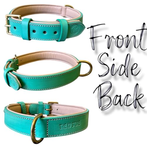 Image of High Graded Premium Leather Dog Collar- Dog Collar for Large Dogs (Green, Size Neck - X Large (22.5-26.5 Inch))